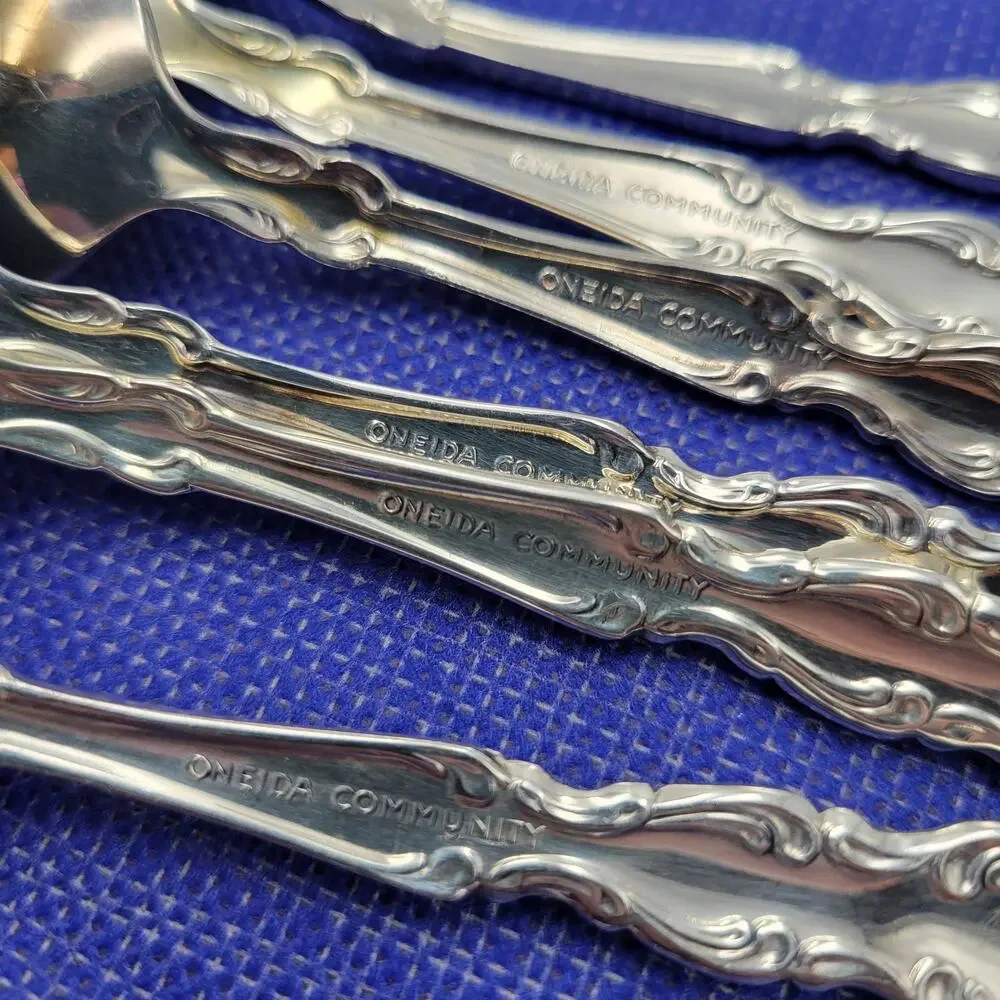 Set of 6 ONEIDA Community Beethoven Teaspoon Silverplate Baroque Vtg